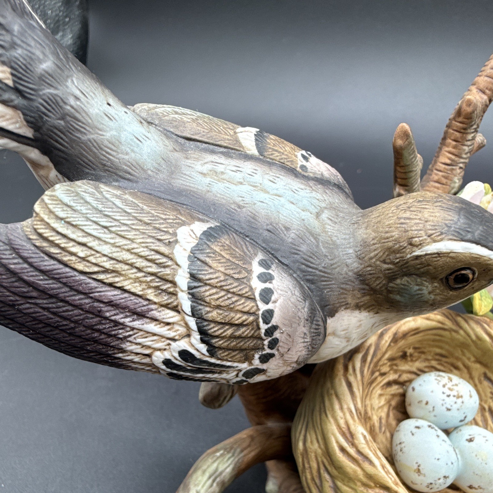 Andrea by Sadek Mockingbird figurine w/ nest & eggs, 9648, 1996