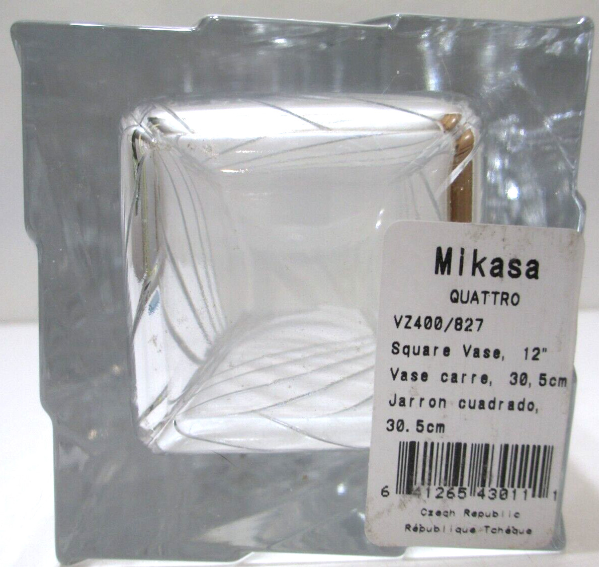 Vintage Mikasa Lead Crystal Glass Vase Quattro Square HEAVY Czech Republic 12″ T