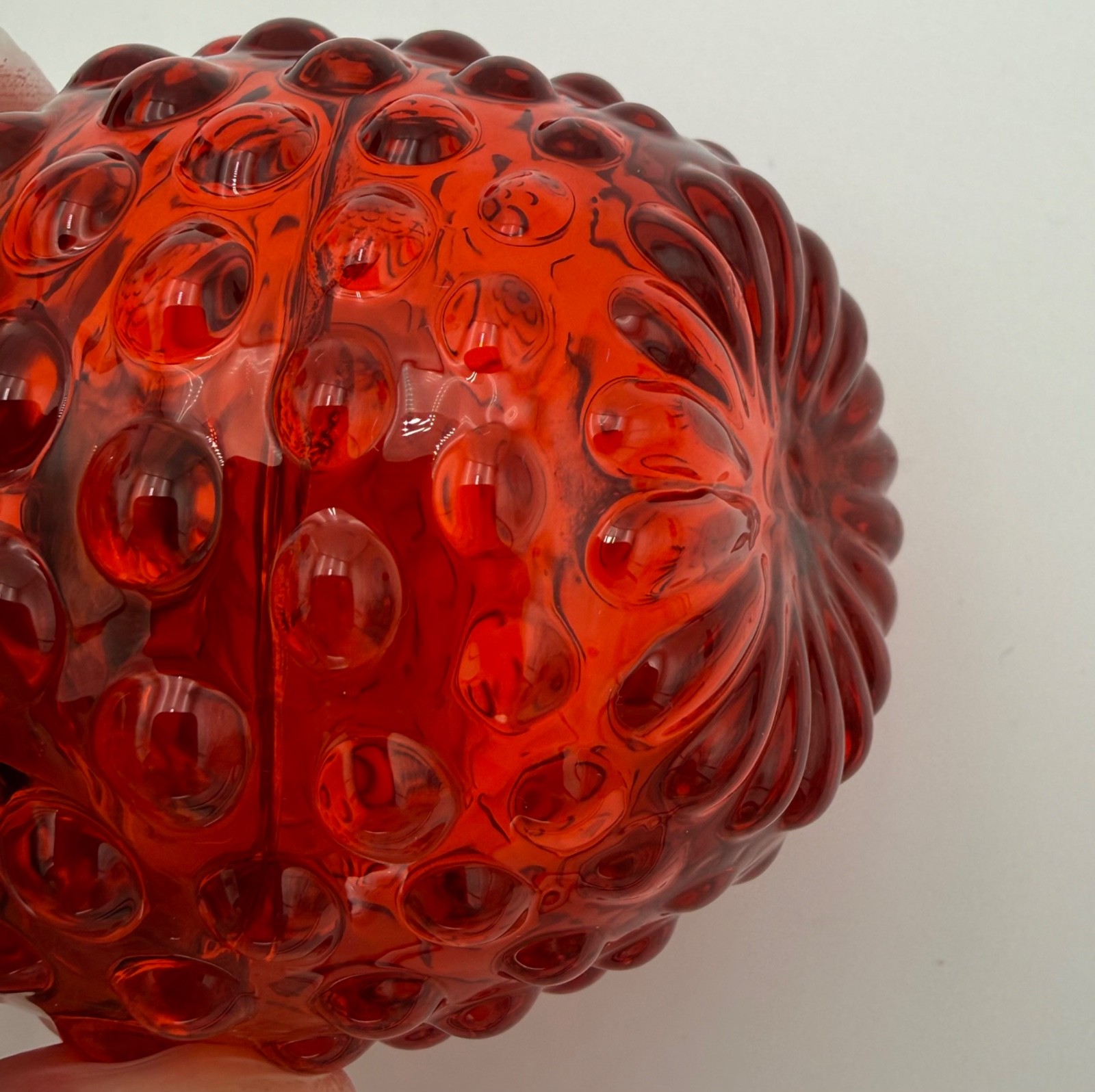 3.75” Persimmon Orange Viking #7294 Rainbow #832 Glass Berry Paperweight Fruit