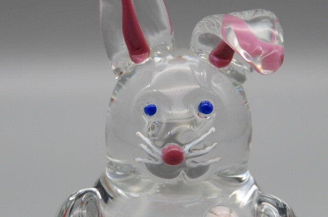 Vintage 1992 Zellique signed JM Unusual/One of a kind Art Glass Rabbit Figurine