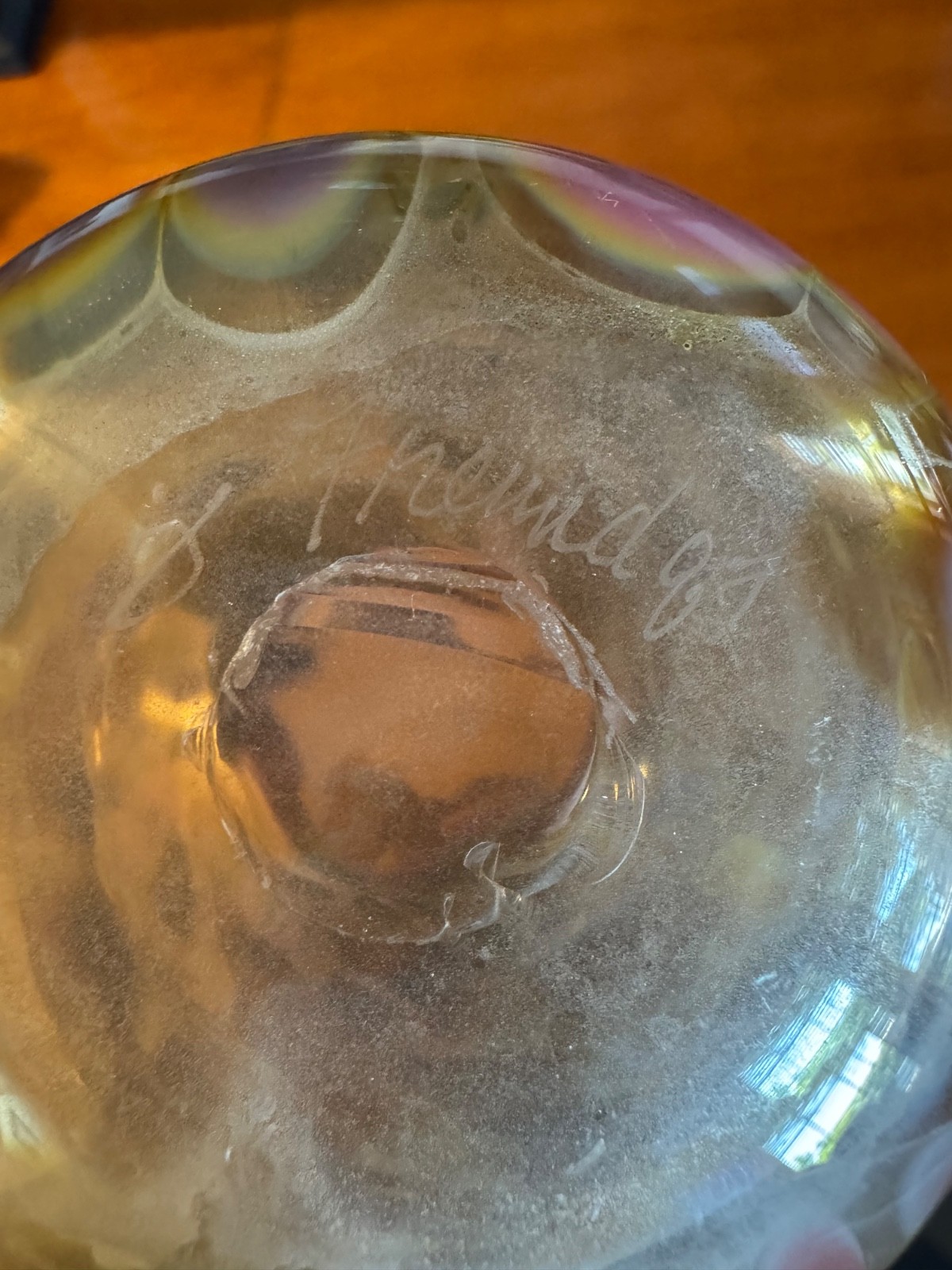 Bruce Freund Signed Hand Blown Art Glass Vase Multi Colored 1987 Collectible