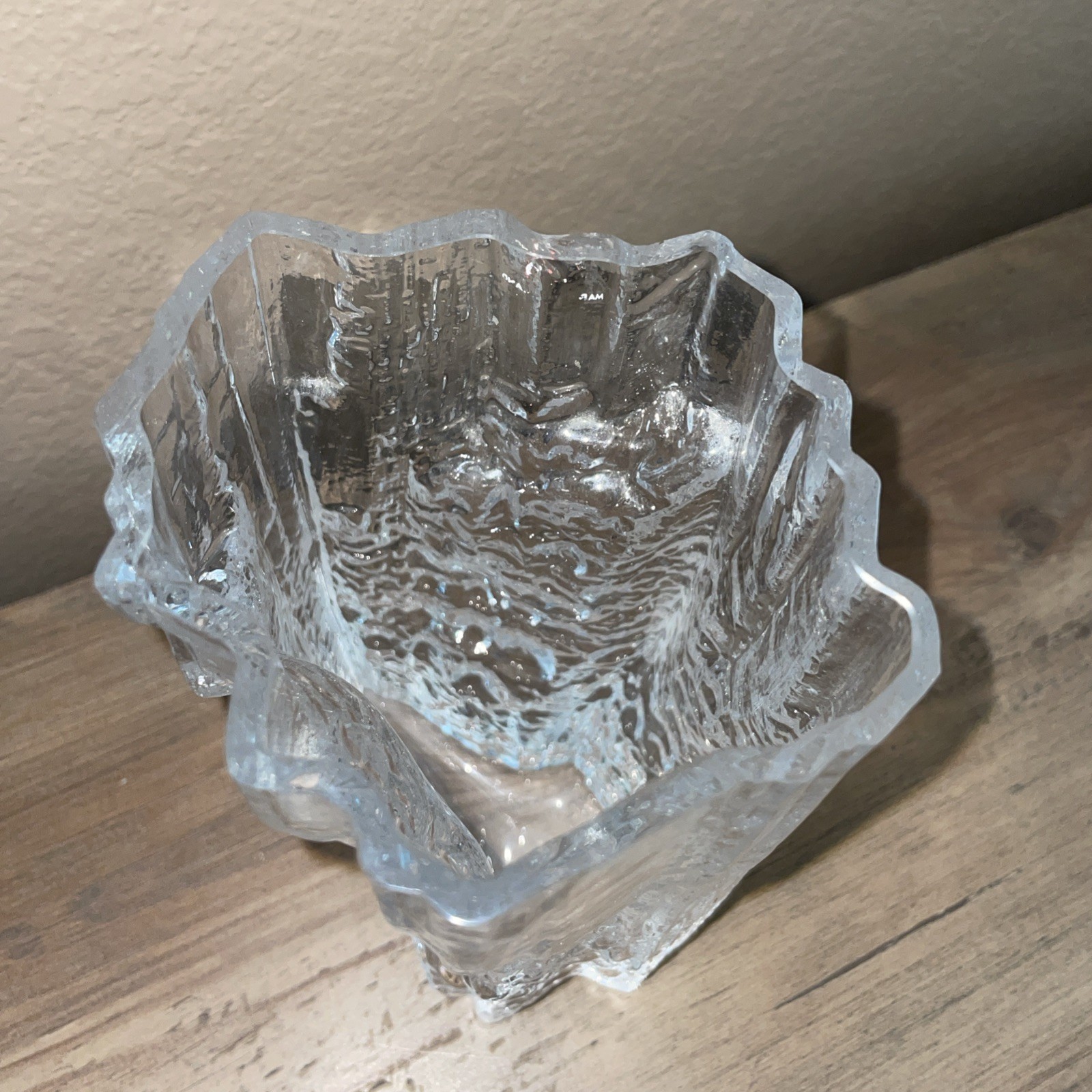 Art Glass Vase Textured Glass Heavy Ittalia Vintage 6.25”
