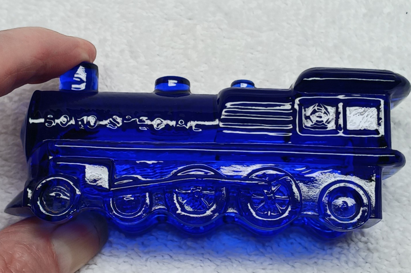 Boyd Special Glass Train Engine Locomotive Cobalt Blue