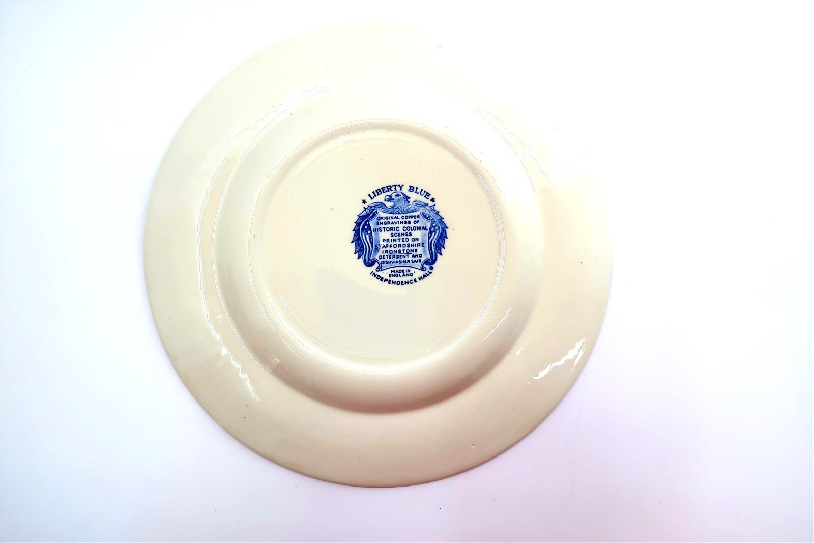 Vintage LIBERTY BLUE Independence Hall Blue Transferware Plate 9.75″ Wide NICE!!