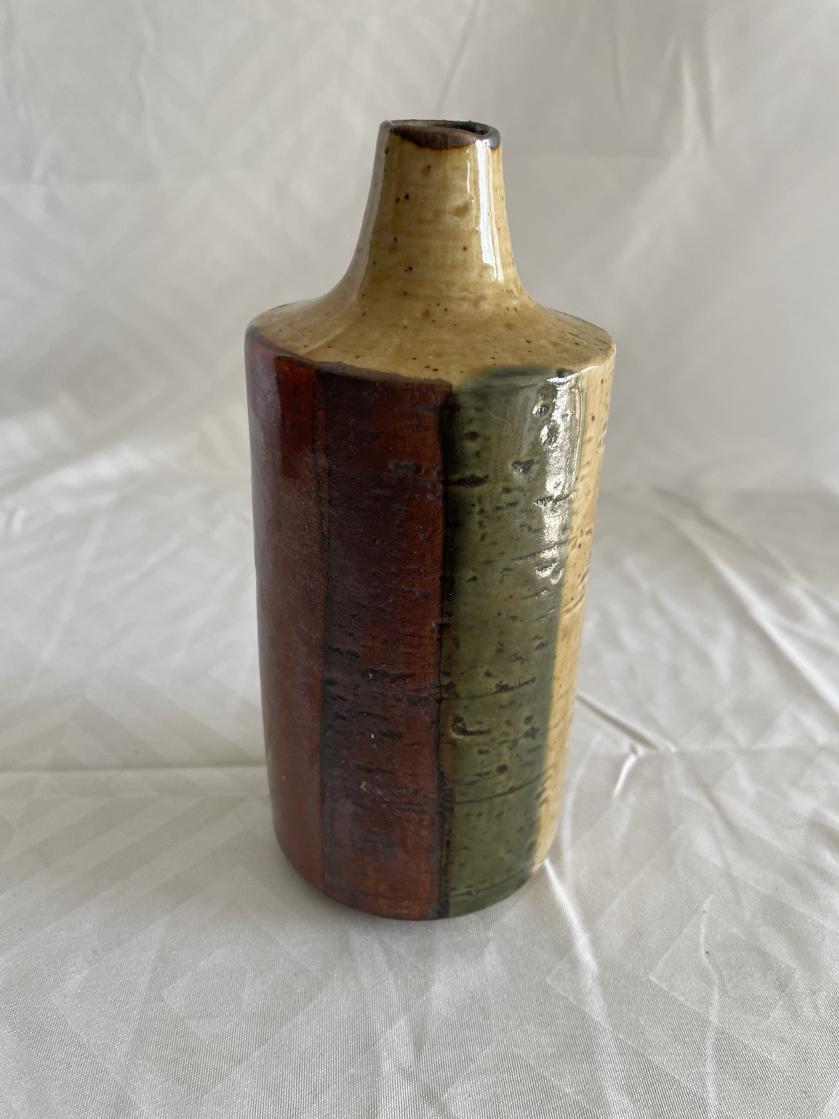 MOC Japanese Otagiri Bud Vase/Saki Bottle Glazed Ceramic MCM 6” Multi Colored