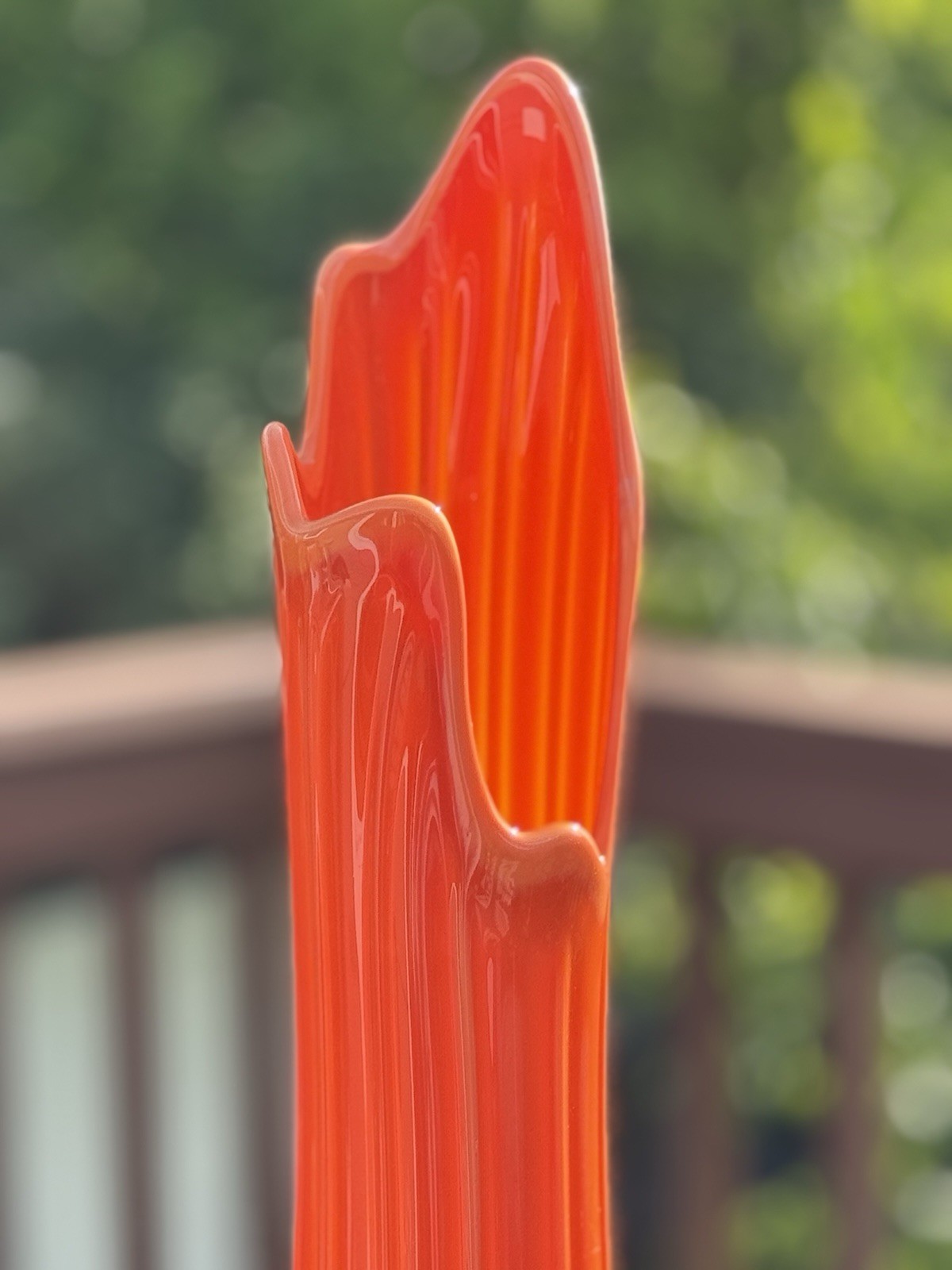 Vintage L.E. Smith Bittersweet Orange Swung Glass Vase – 23” Tall