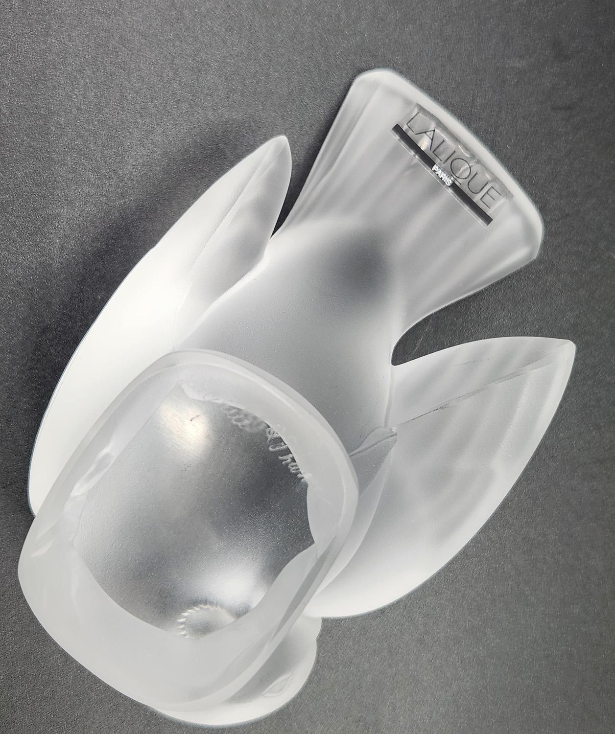 Vintage Lalique France Frosted Crystal Sparrows Figurines 4pc