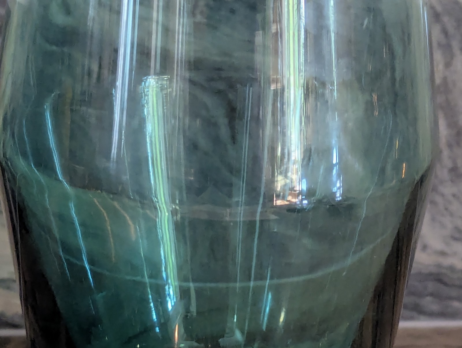 Riihimäen Lasi Oy Turquoise Art Glass Vase Signed Finland Mid Century Modern 10″