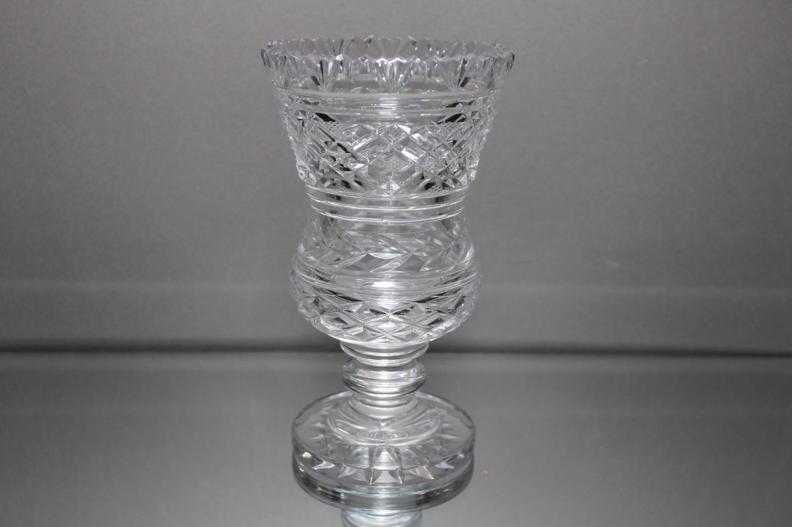 Waterford Master Cutters Collection Crystal Pedestal Thistle Vase 7.25″ Ireland