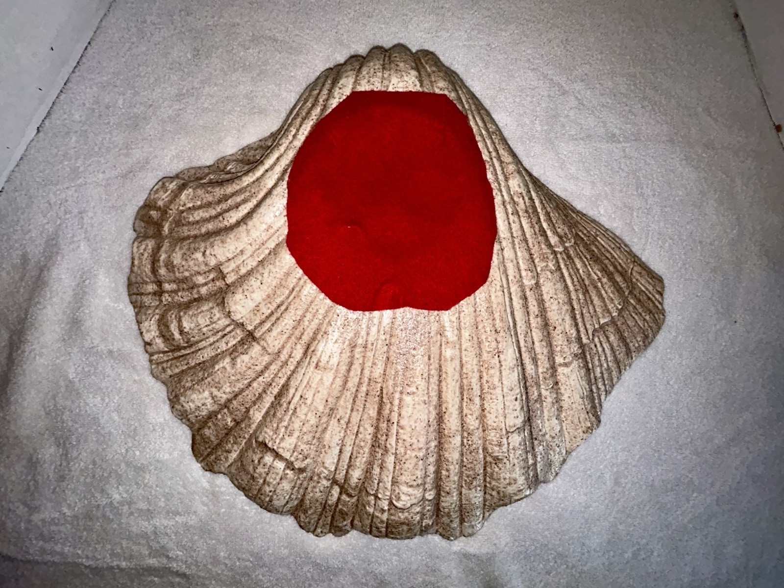 Vintage Large Art Deco Regency Ceramic Oyster Shell Clamshell Serving Bowl 16.5”