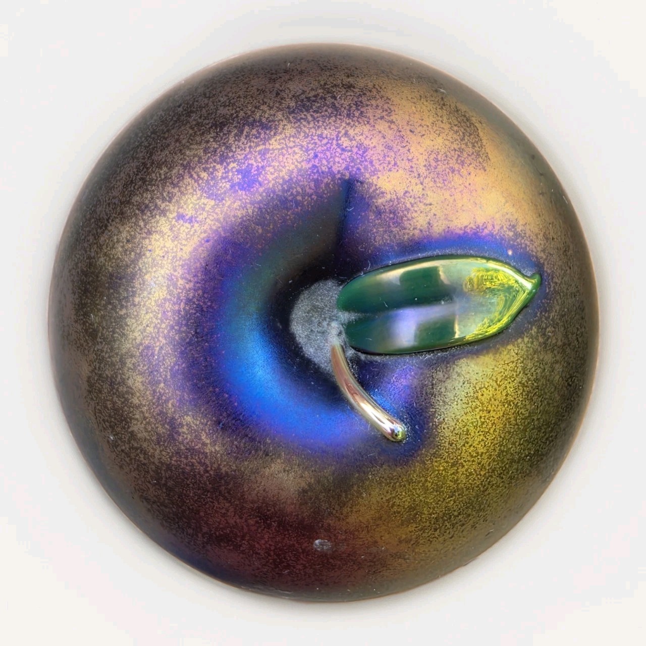 Joseph Morel Art Glass Paperweight Zellique Studio Signed Iridescent Satin