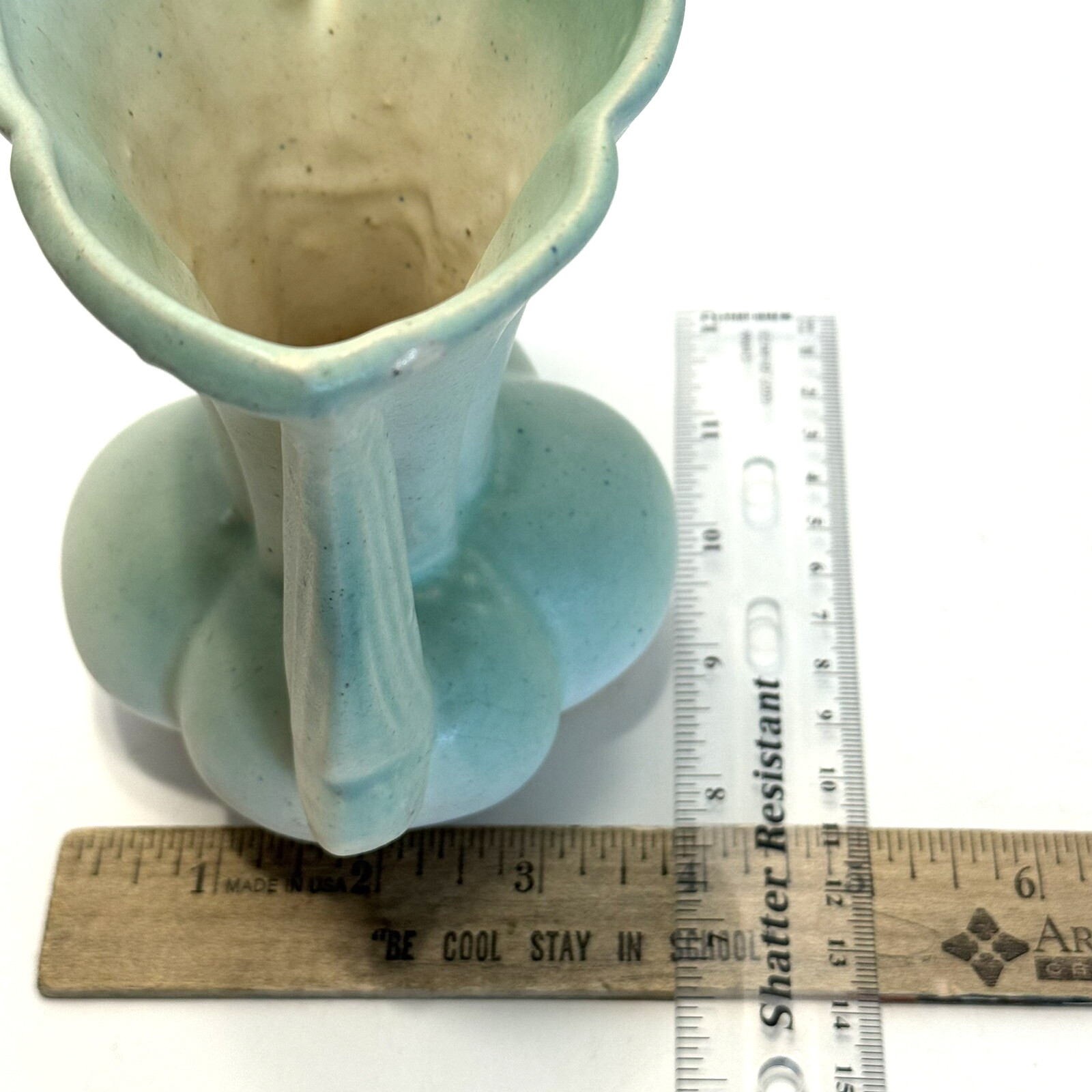 Vintage Niloak Pottery Matte Light Mint Green Vase Circa 1940’s Nearly 6″ Tall