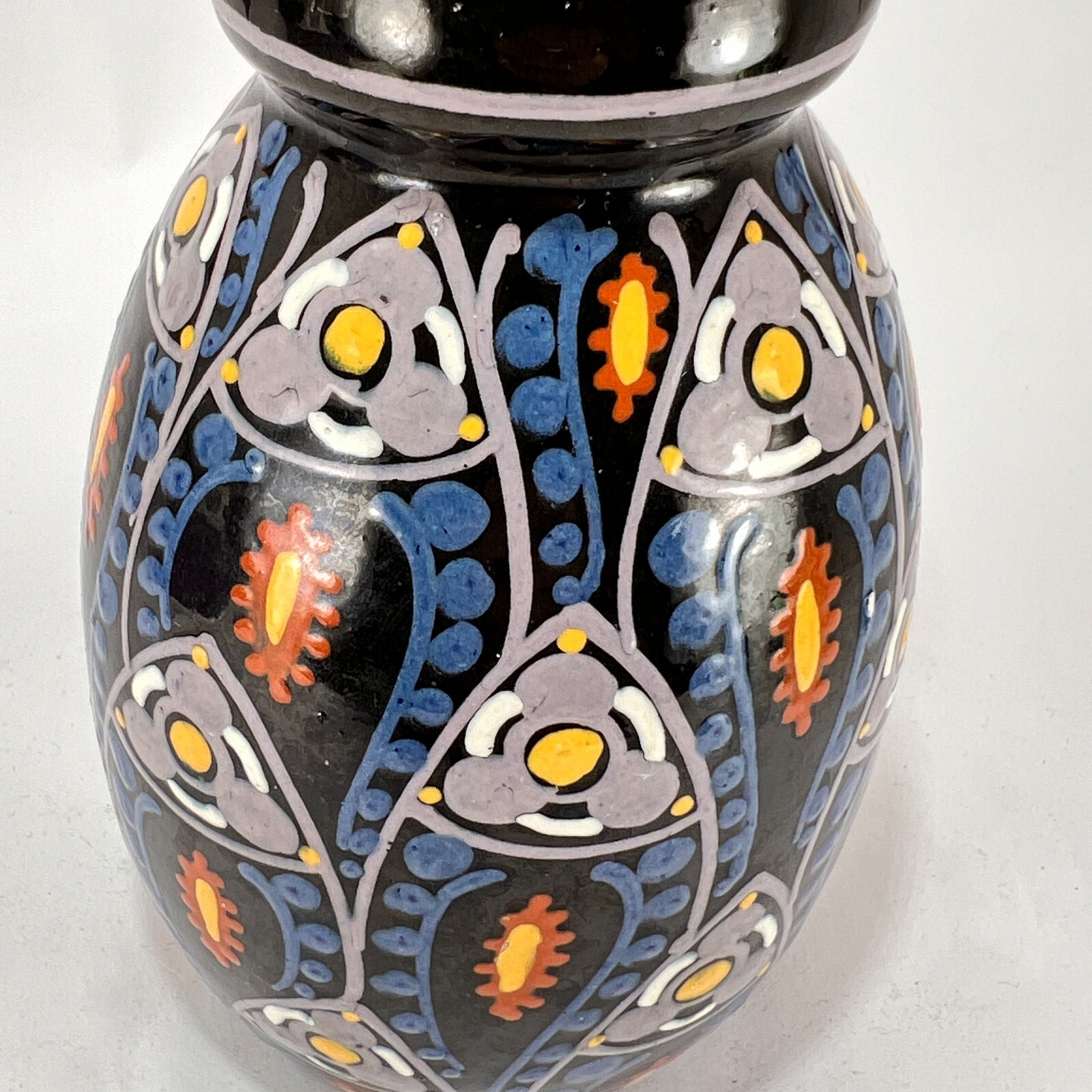 Vtg Loder Schweizer Heimberg Steffisburg Ceramic Pottery Vase Black Switzerland