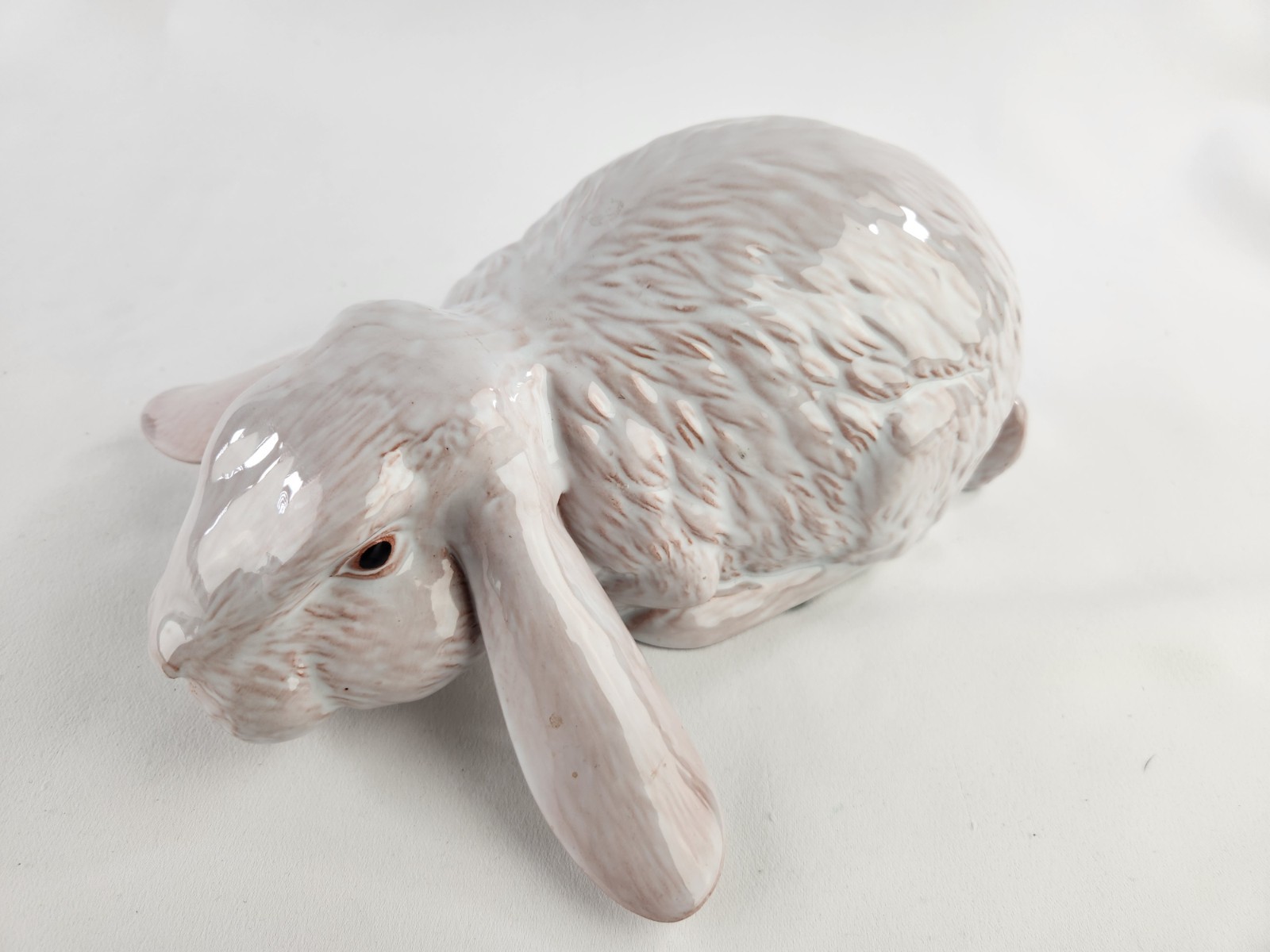 Large Terracotta Glazed Lop-eared Rabbit Figurine Floppy Ears Lop French Bunny
