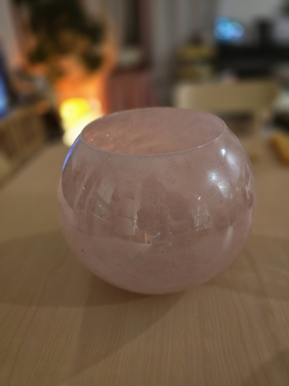 Iridescent Pearl Pink Glass Vase