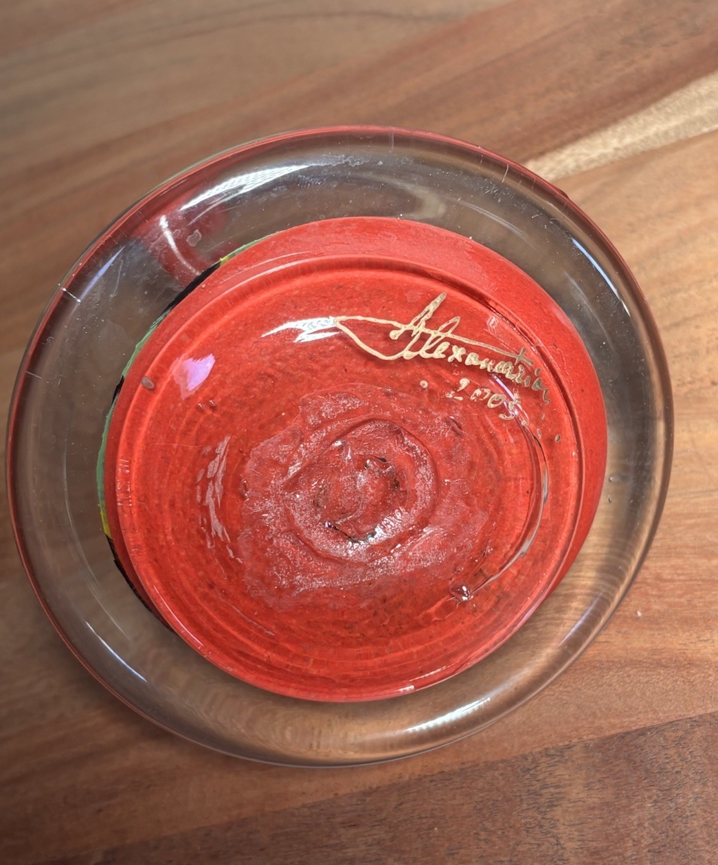 Large 14.5″ Signed Alexandra Studio Art Glass Vase – Red Abstract w/ Flame Lid