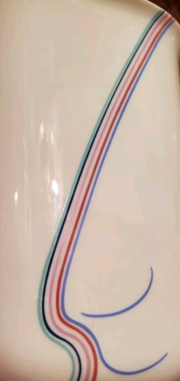 Vtg Rörstrand Vase Rainbow Stripe Oval B Vallien Ceramic Porcelain Vessel SWEDEN