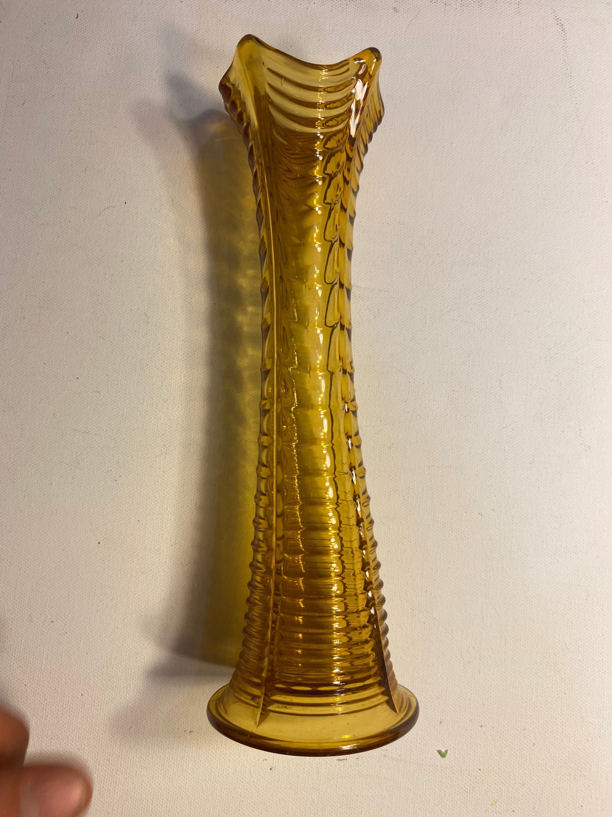 Vintage Imperial Gold Amber Glass Marigold Carnival Vase 10 inches Tall