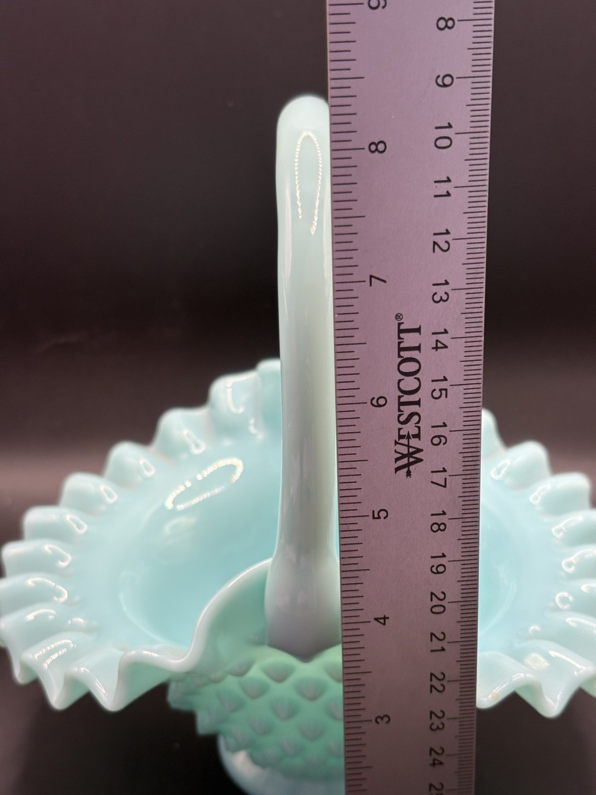 Fenton Pastel Turquoise Hobnail Basket