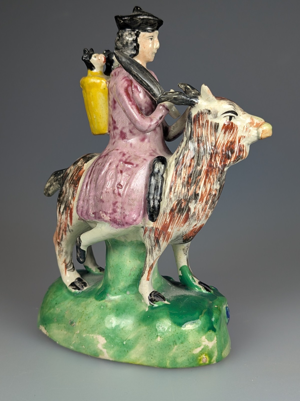 Antique Early 19th Century Staffordshire Figure Welsh Tailor Riding Goat