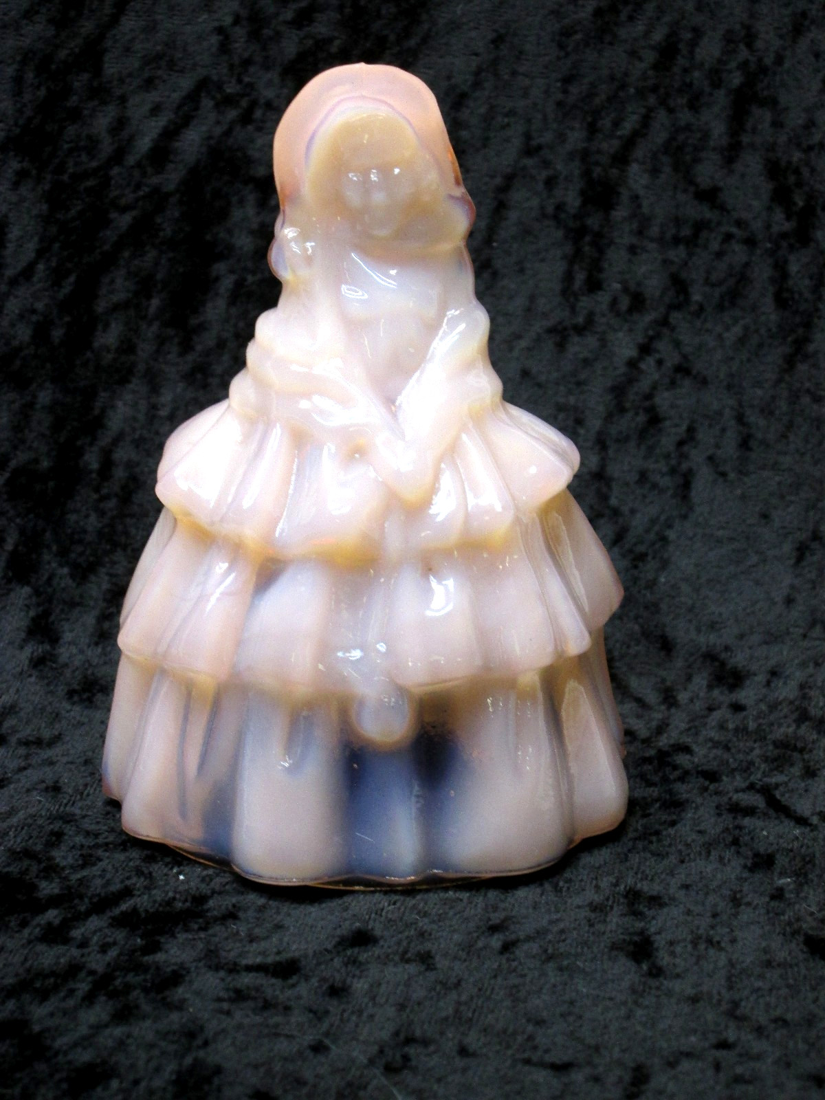 Boyd’s Crystal Art Glass, Louise Doll, #3 CROWN TUSCAN #29 Manganese Glow