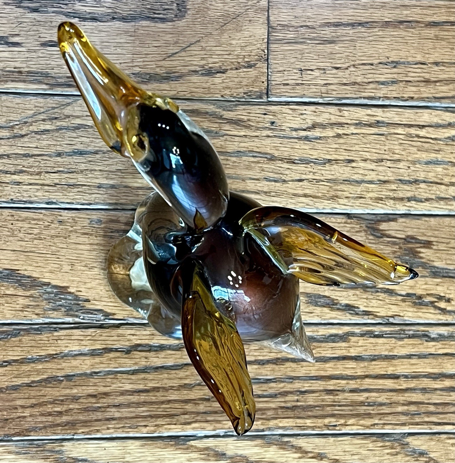 Vintage MCM Genuine MURANO Hand-Blown Glass Goose in Flight – Original Sticker