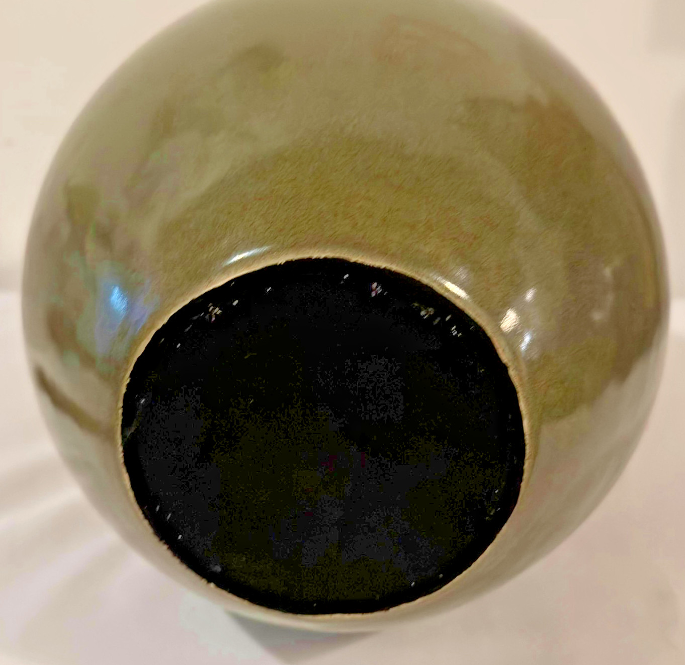 Large Olive Green USA Studio Pottery – One of a Kind Ceramic Pottery Vase 15in