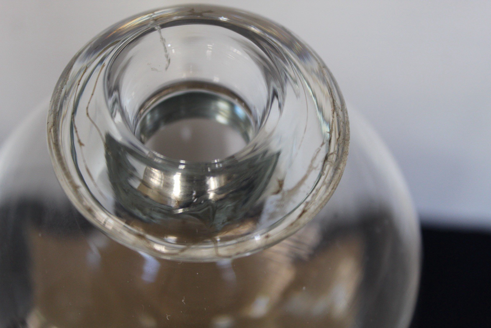 Vintage Mouth Blown Glass Potbelly Vase Bud Vase Heavy Thick