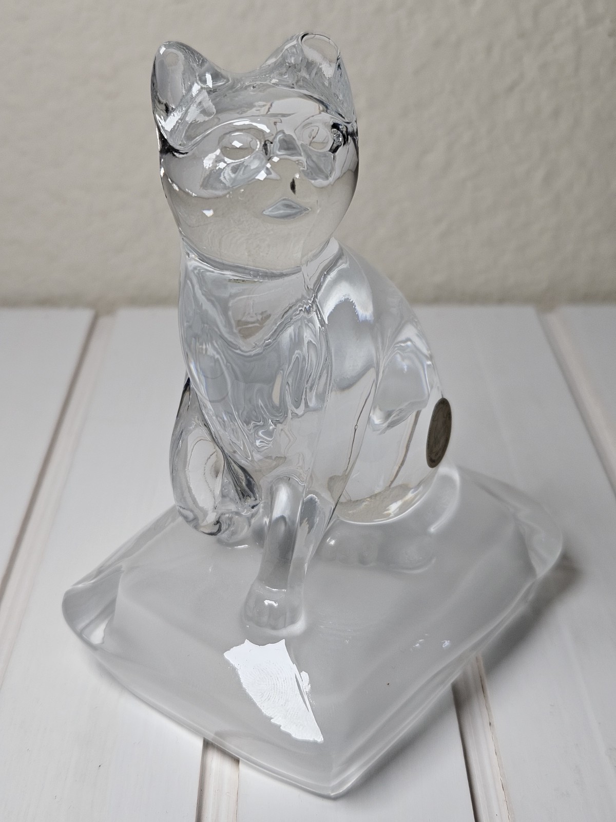 Cristal d’Arques France Lead Crystal Cat on Pillow Figurine 5″ Sticker