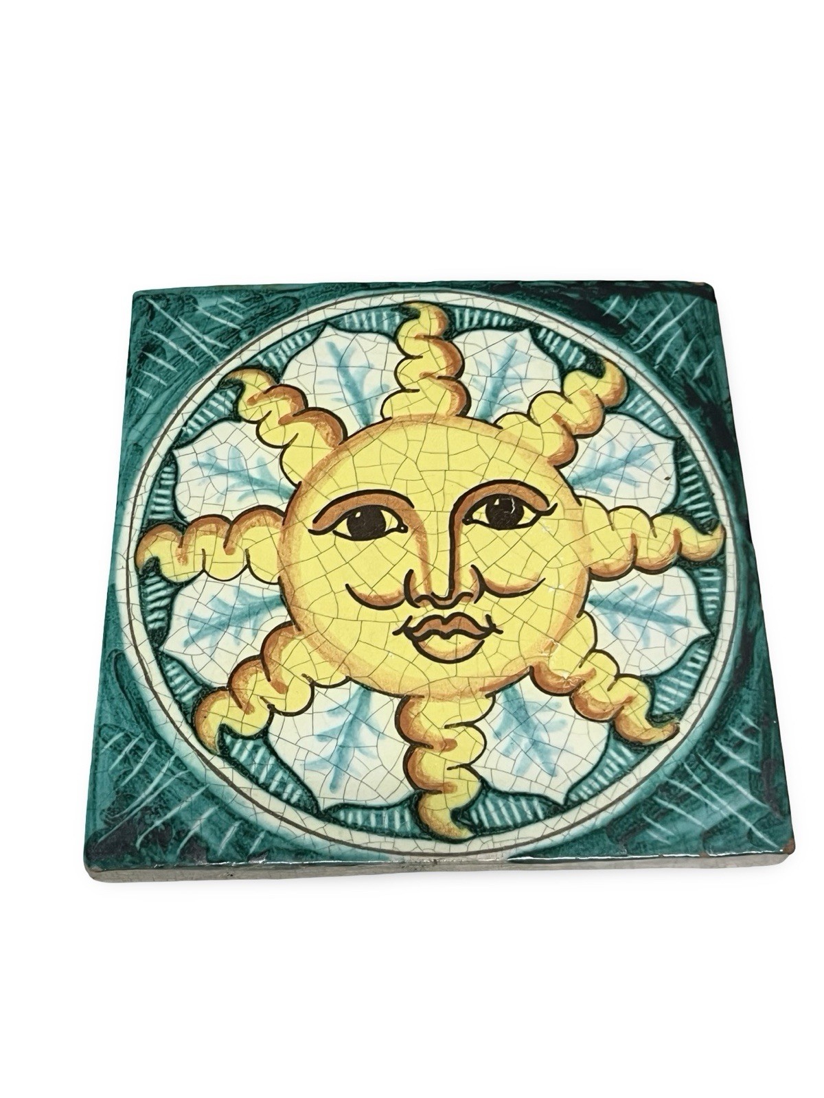 Fratantoni? Vietri Sicilian Sun Face 8″ Terracotta Wall Plaque Tile Unsigned