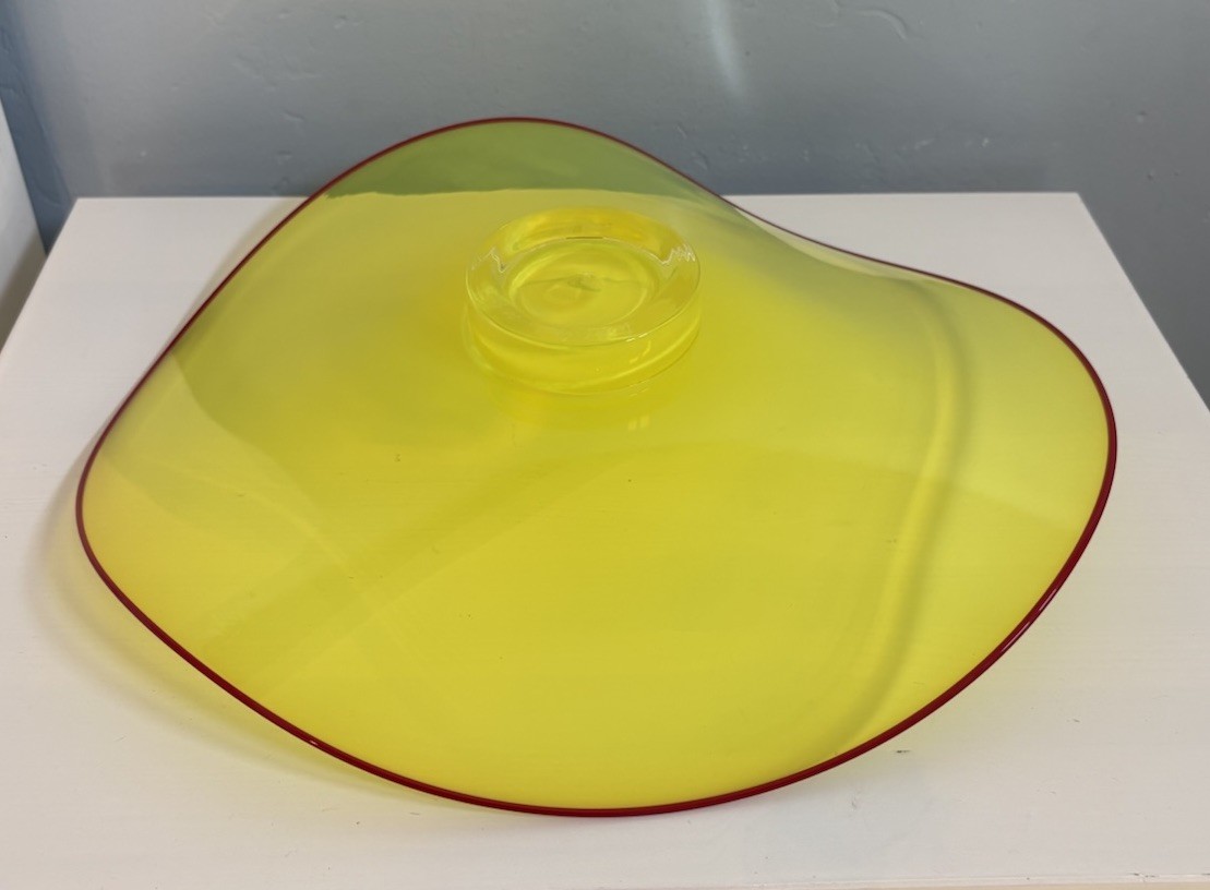 Hand Blown Art Glass 14” Bowl Sculpture Centerpiece Signed Vessel Studio 2014
