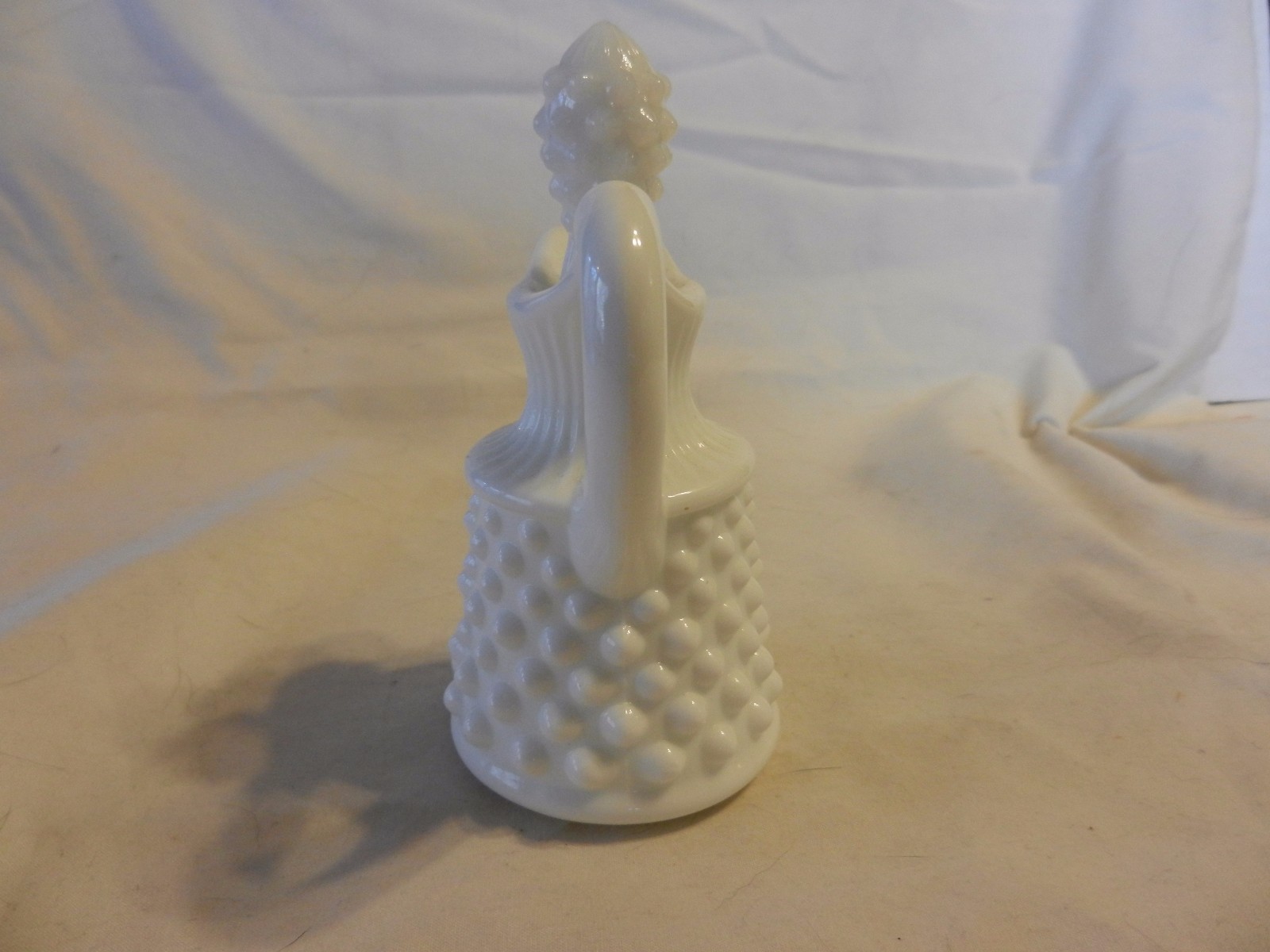 White Milk Glass Cruet with stopper Hobnail Pattern