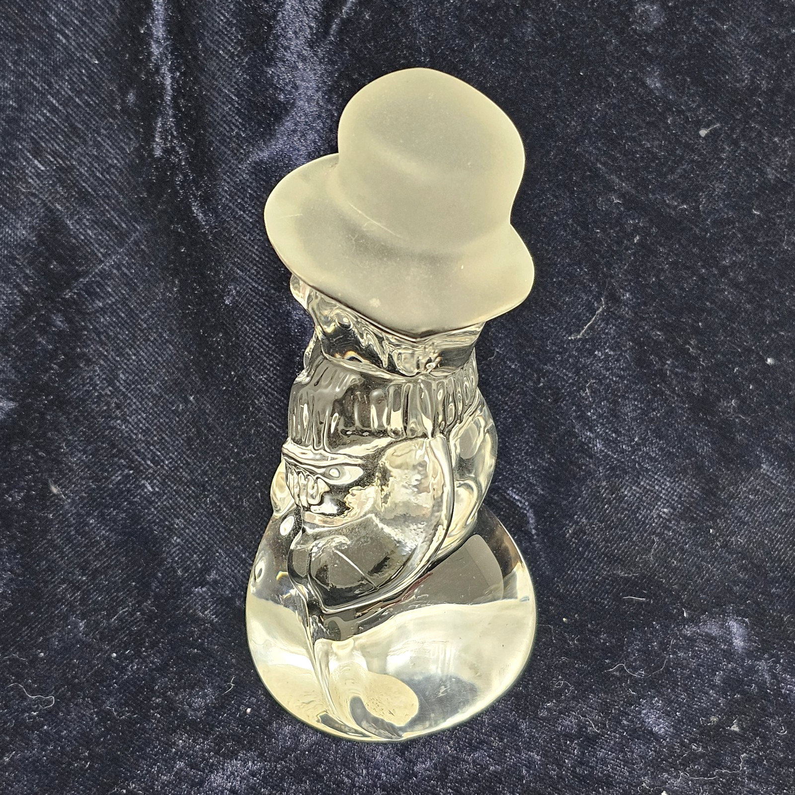 Glass Snowman Figurine Frosted Top Hat Christmas Holiday Decor 5″