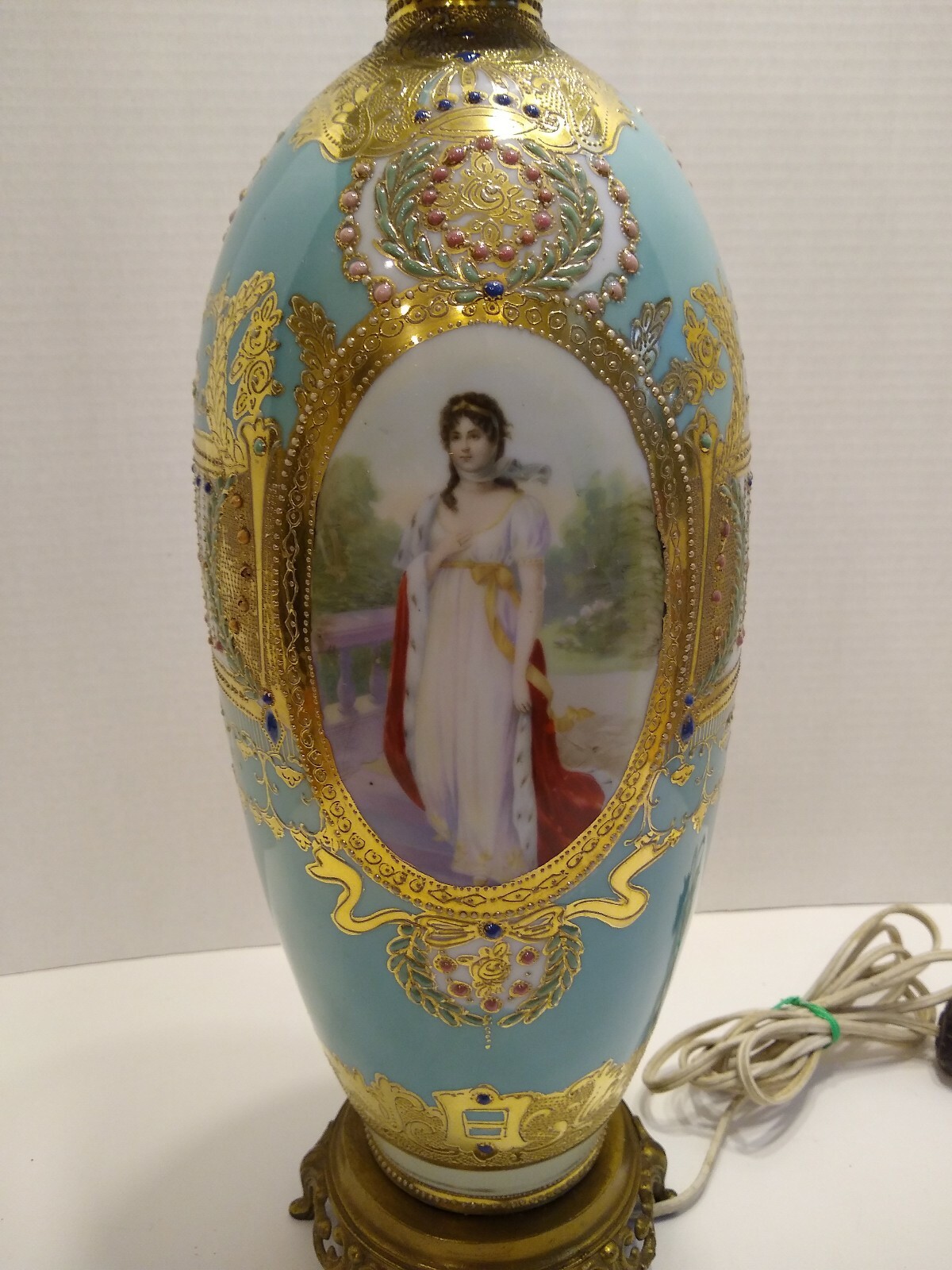 Rare Nippon Noritake Queen Louise Portrait Vase ~ 14 Inch Lamp ~ Circa 1890