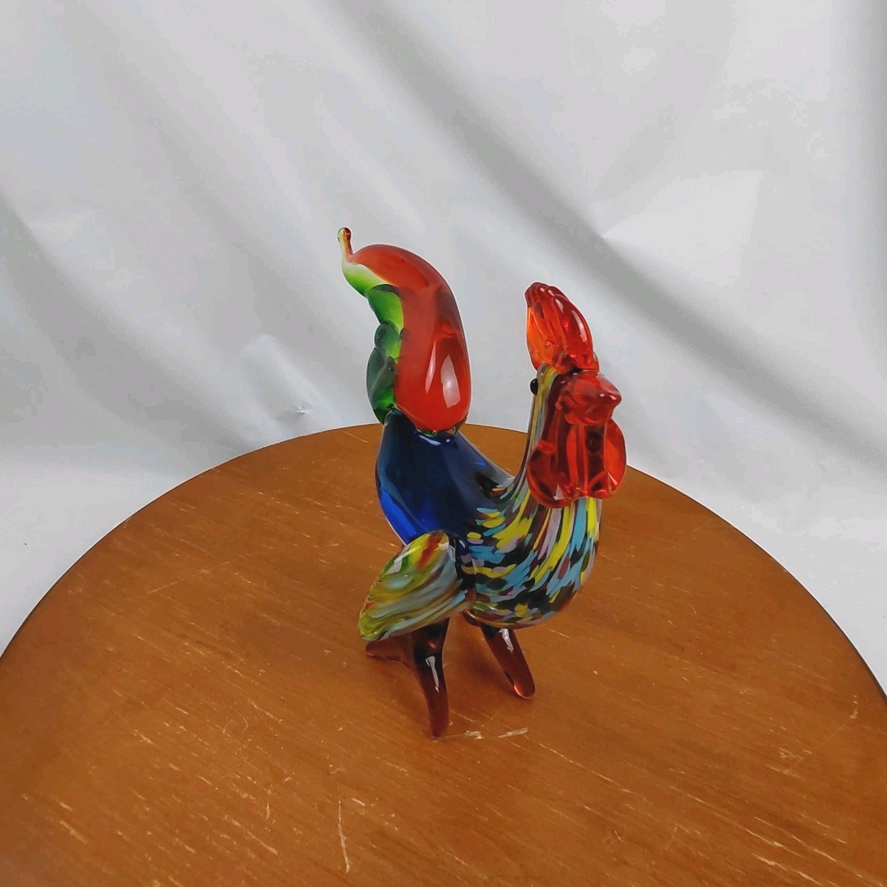 Vintage Murano Art Glass Rooster Hand Blown Multicolor Figurine 11.5″ Long
