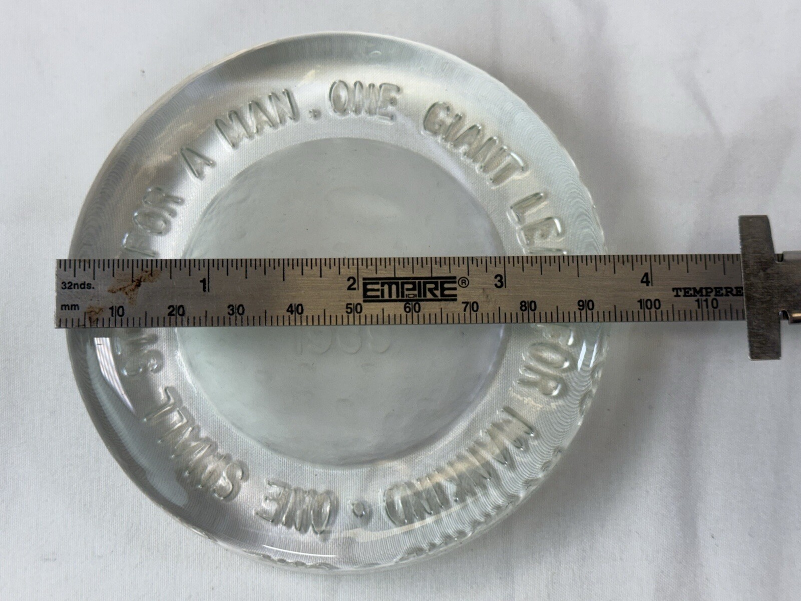 Apollo 11 1969 Moon Landing Paperweight Vintage 4″ Fenton Glass Collectible
