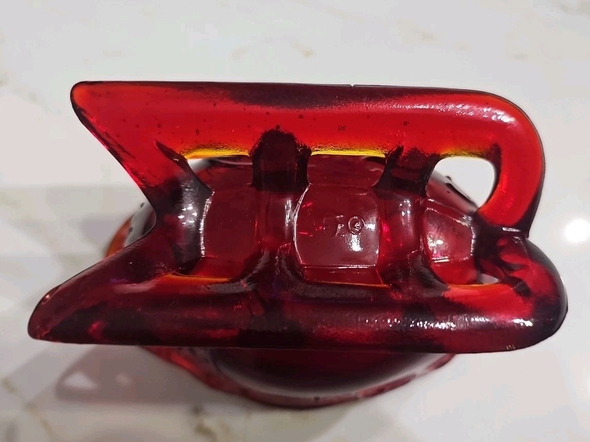 Mosser Ruby Red Santa Sleigh Candy Dish Christmas Holiday USA 5” Marked With M