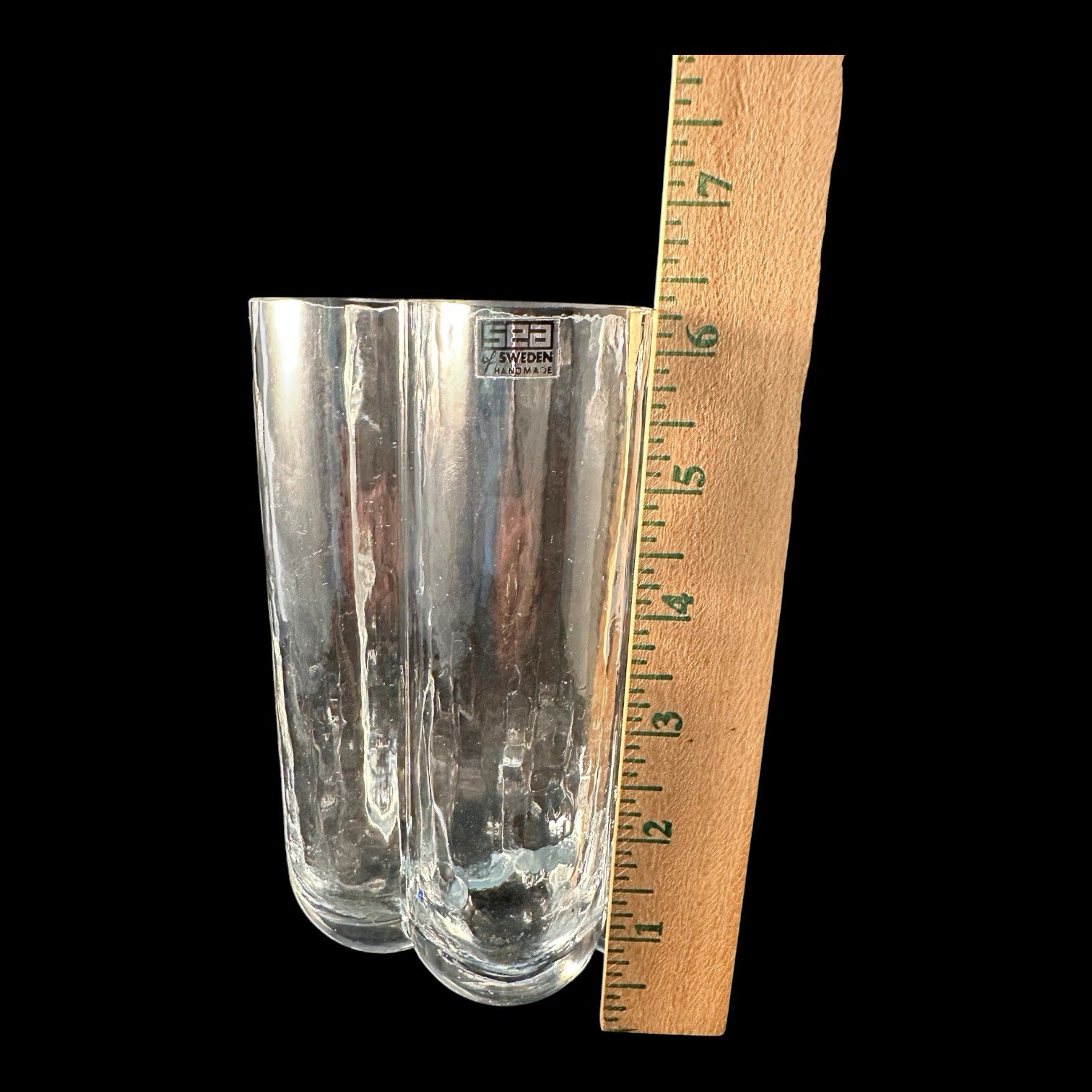 Swedish Art Glass Sea Glasbruk Pauline Bubble Vase Signed Rune Strand 1960s VTG