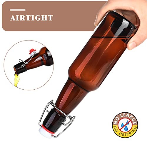 Amber Beer Bottles with Flip Caps, 12oz 10 Pack Glass 12 Ounces (10 Pack)