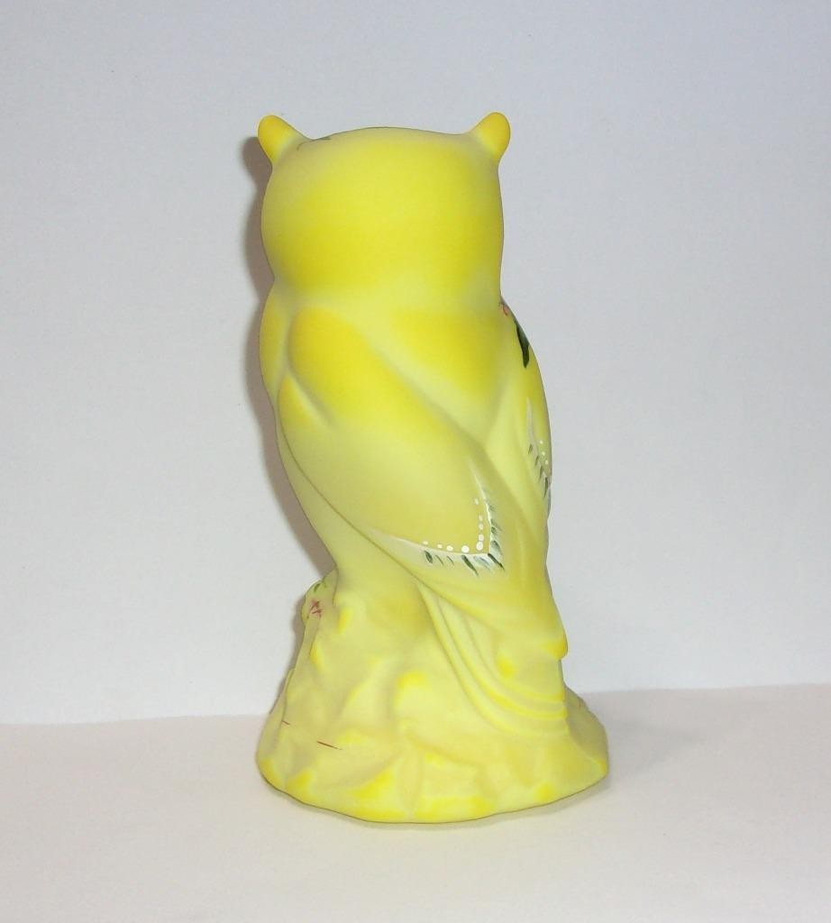 Fenton Glass Dandelion Yellow Hibiscus Sip Owl Figurine Ltd Ed #21/84 Kibbe