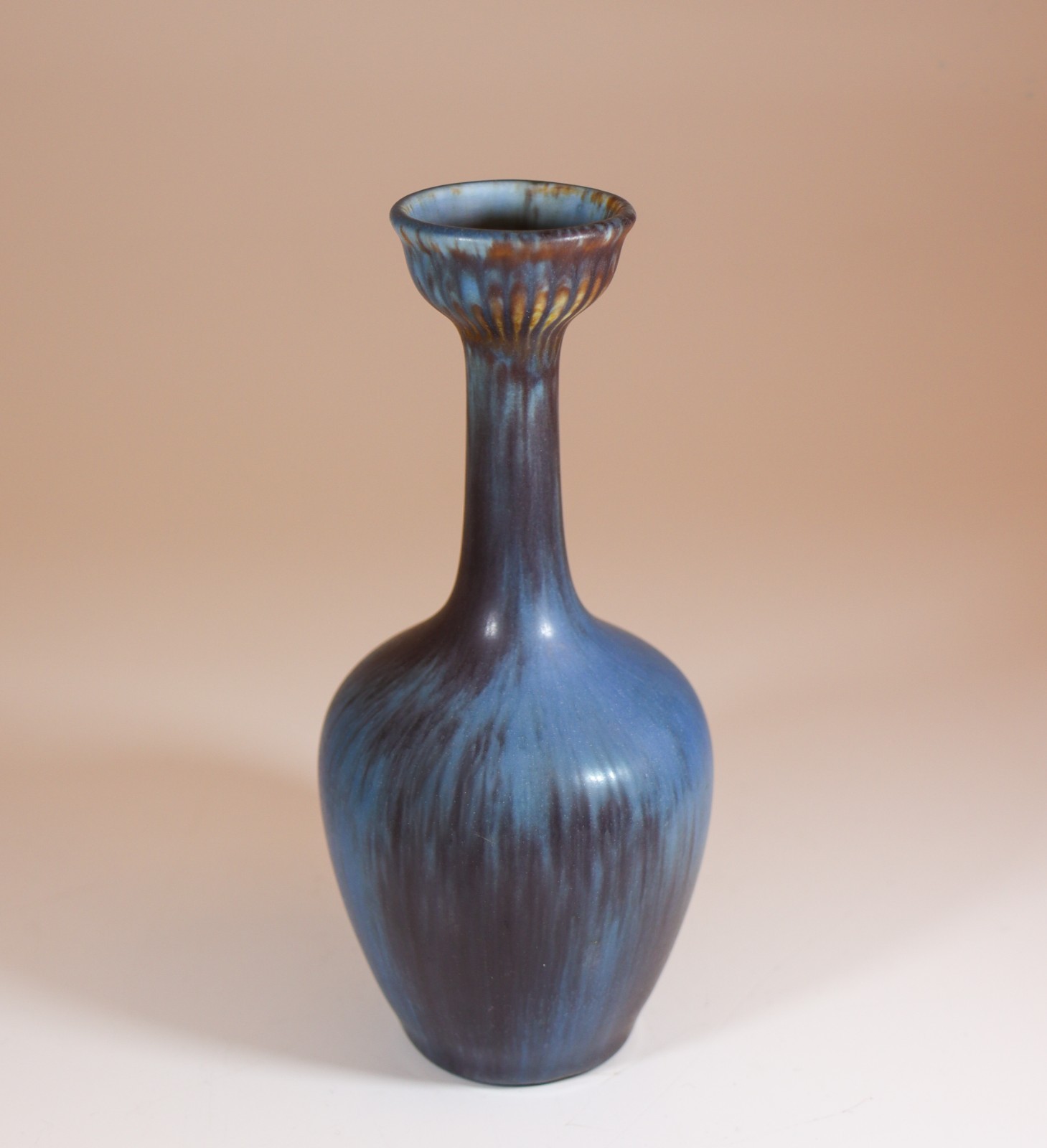 Blue Ceramic Vase Gunnar Nylund, Rörstrand, Scandinavian Midcentury Vintage