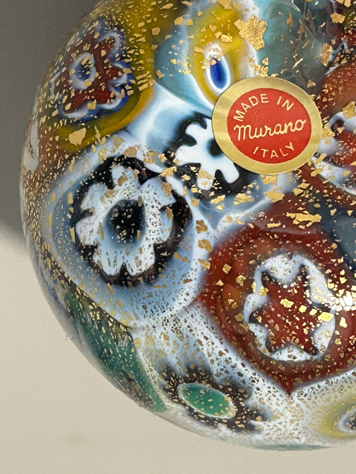 Murano Millefiori Gold Quilt Bud Vase 3 1/2 inches