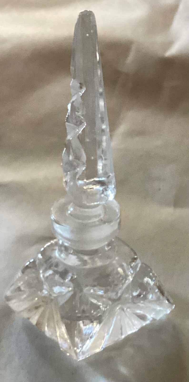 Vintage Cut Crystal Perfume Bottle with Stopper 3”— #340