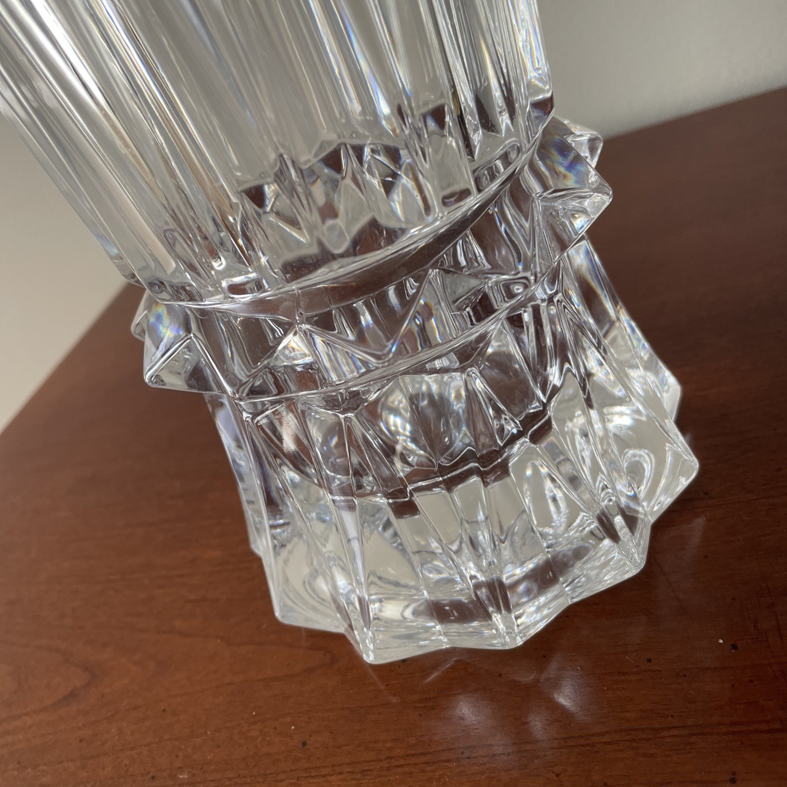 MIKASA RAINIER PATTERN 10 3/4″ VASE Heavy Lead Crystal Geometric Contemporary