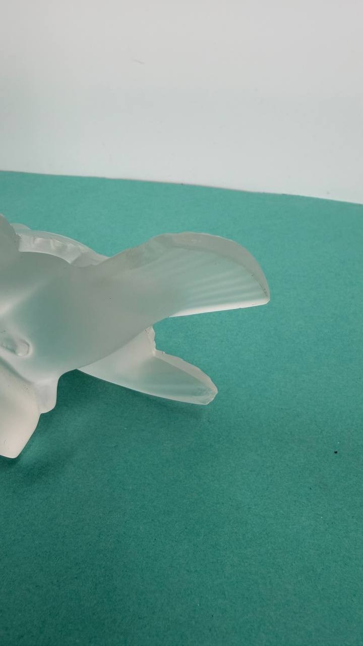 Lalique France Deux Hirondelles Crystal Swallows Birds Figurines Pair