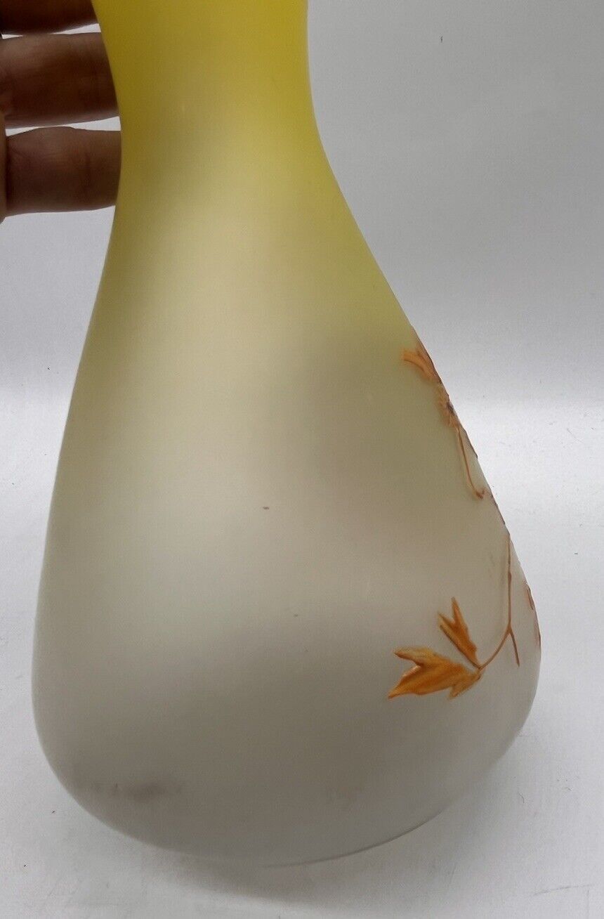 Antique Bohemian or French Glass Portrait Vase Enamel Victorian Flowers