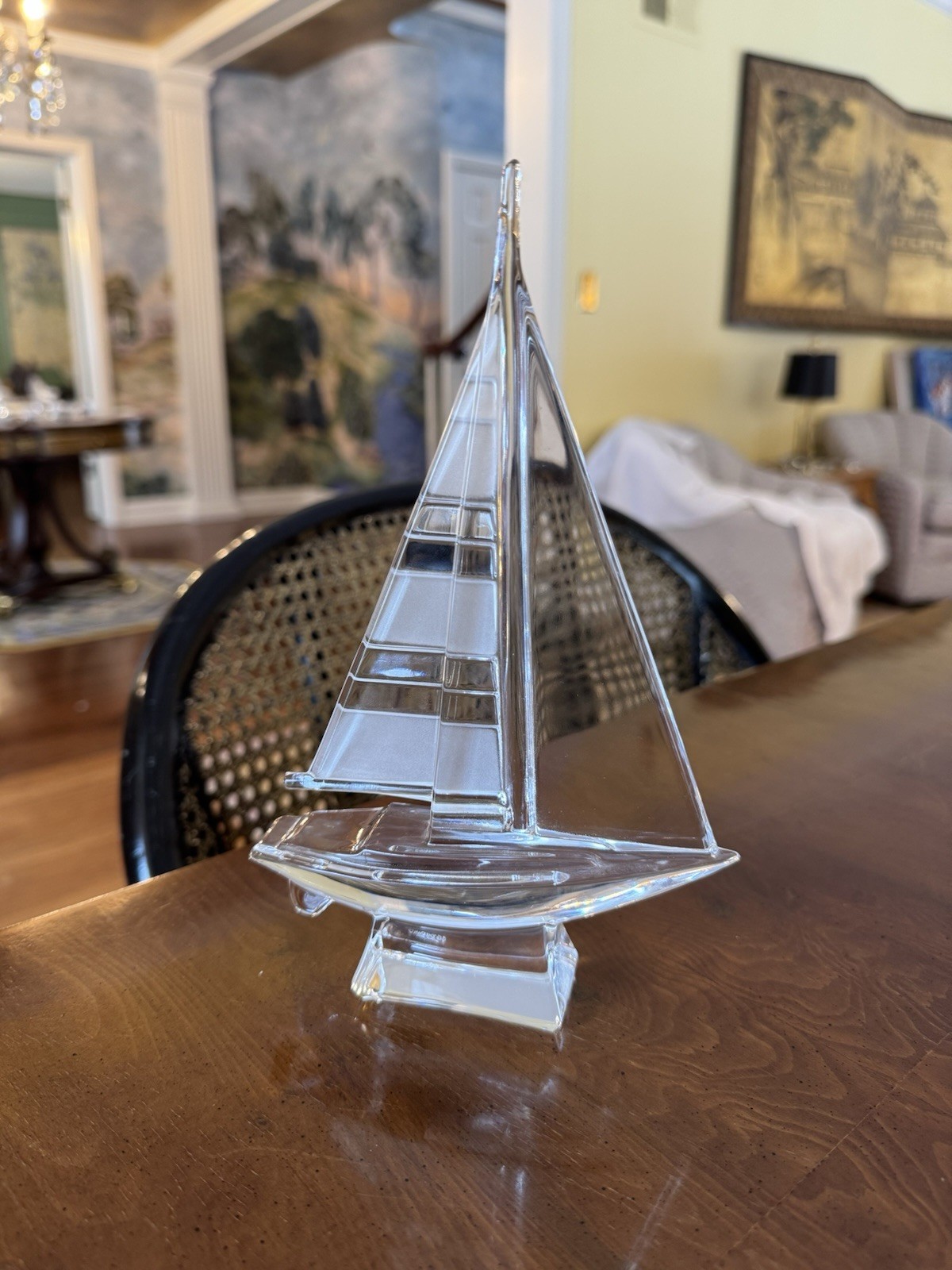 J.G. Durand Glass Sailboat Figurine Nautical Decorative Sculpture