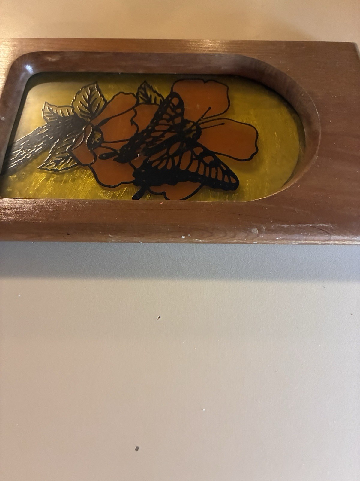 Wooden Box Door with seagulls, Candle Holder With Butterflies on Stained glass