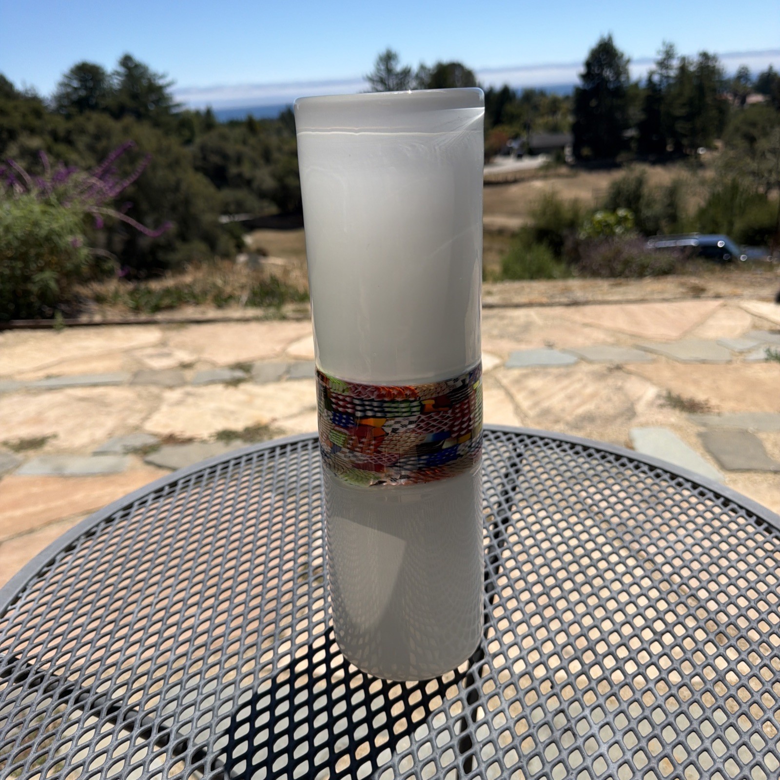 Richard Marquis Art Glass Cylinder Murrine Vase 1979 Collectible