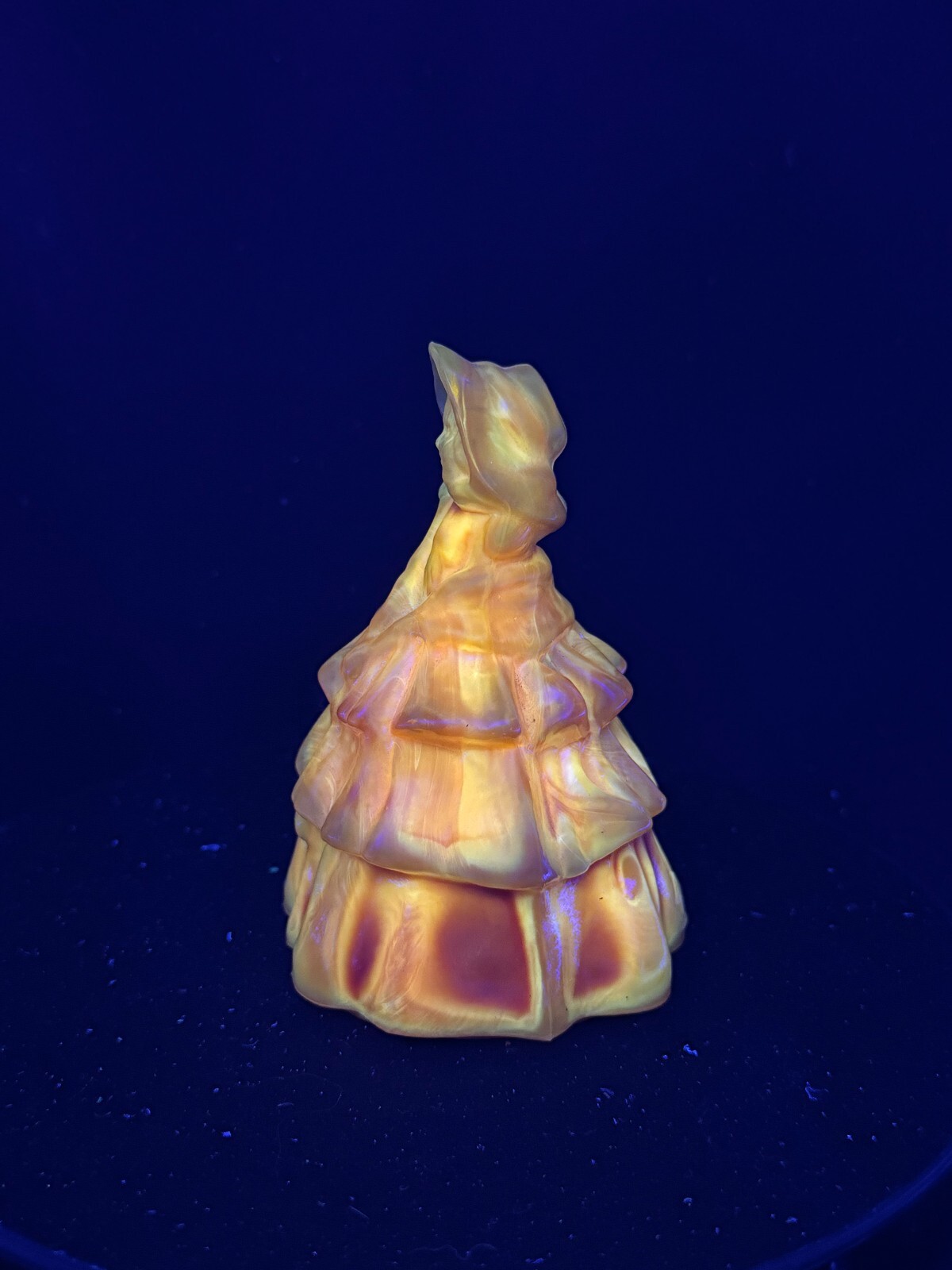 Vintage Boyds Orange Cadmium Glass “Louise” Colonial Lady Figurine